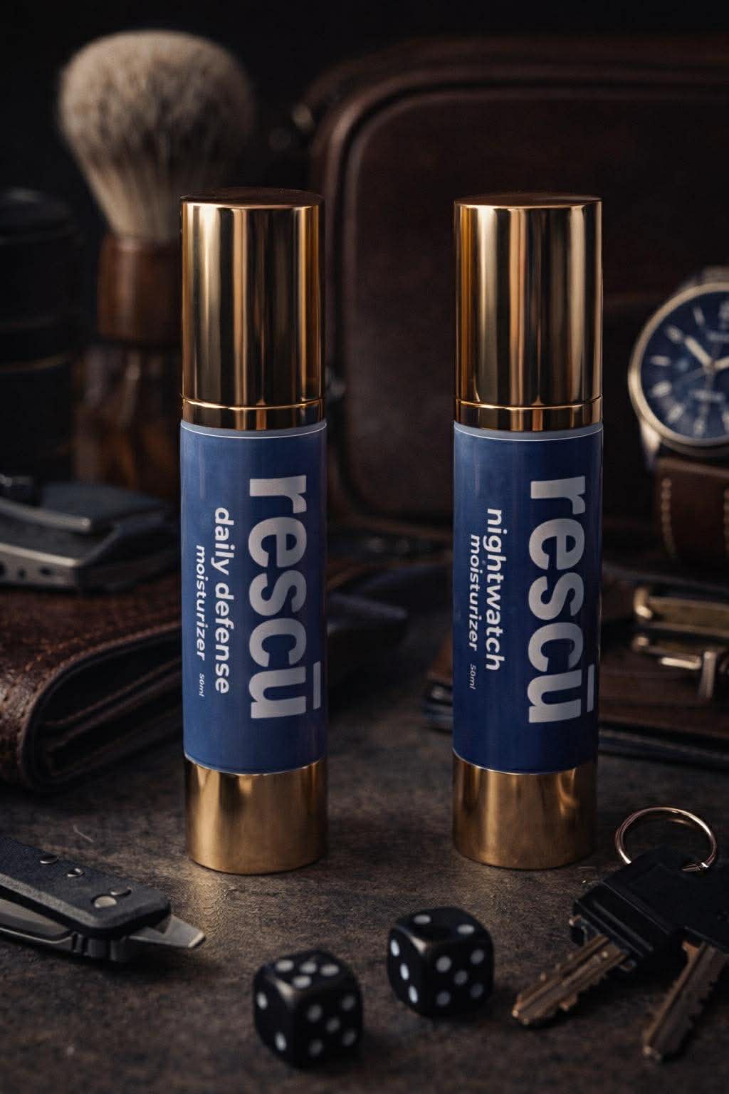 Rescū Restoration Bundle Set –   1 Daily Defense Moisturizer (50 mL) & 1 Nightwatch Moisturizer (50 mL) for Hydration, Repair & Natural Renewal